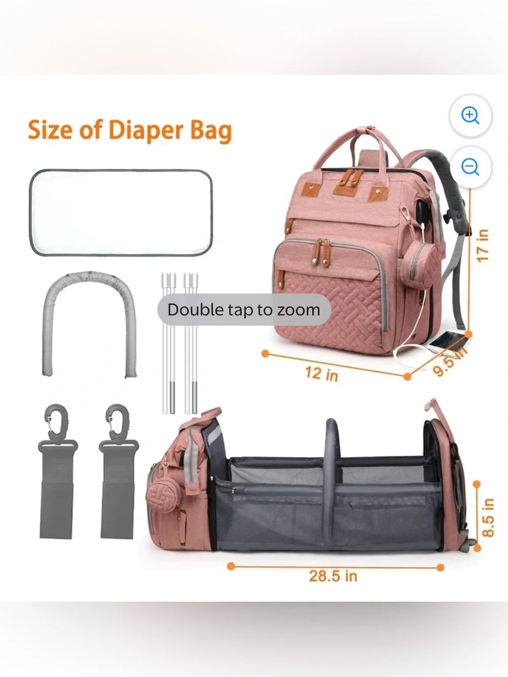 Brand new diaper bag, folds out with a bed